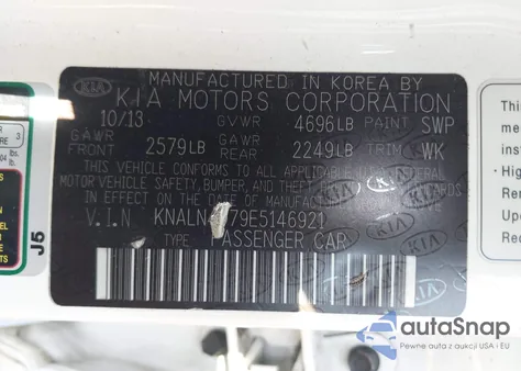 2014 Kia Cadenza Premium z USA, uszkodzony, nr VIN KNALN4D79E5146921